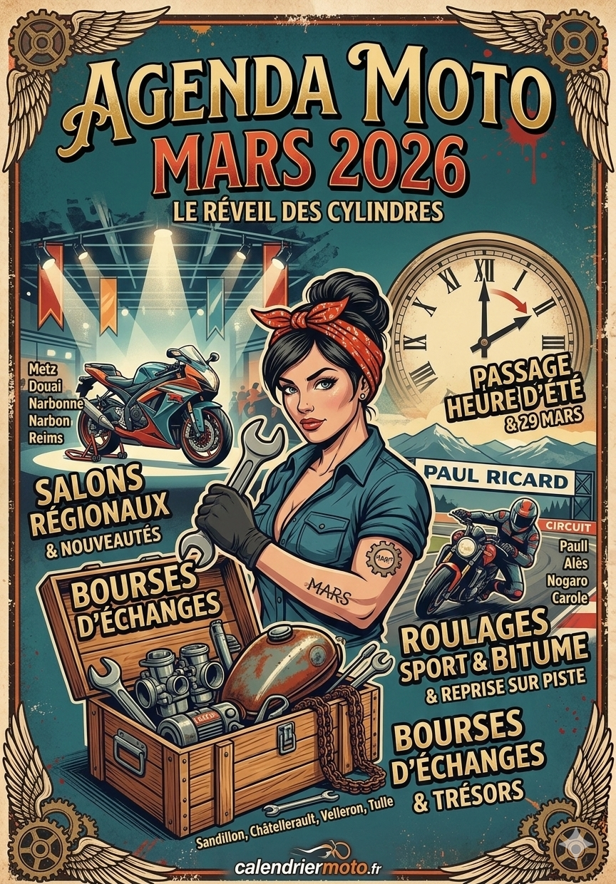 Agenda Moto Mars 2026 : Le réveil des cylindres !