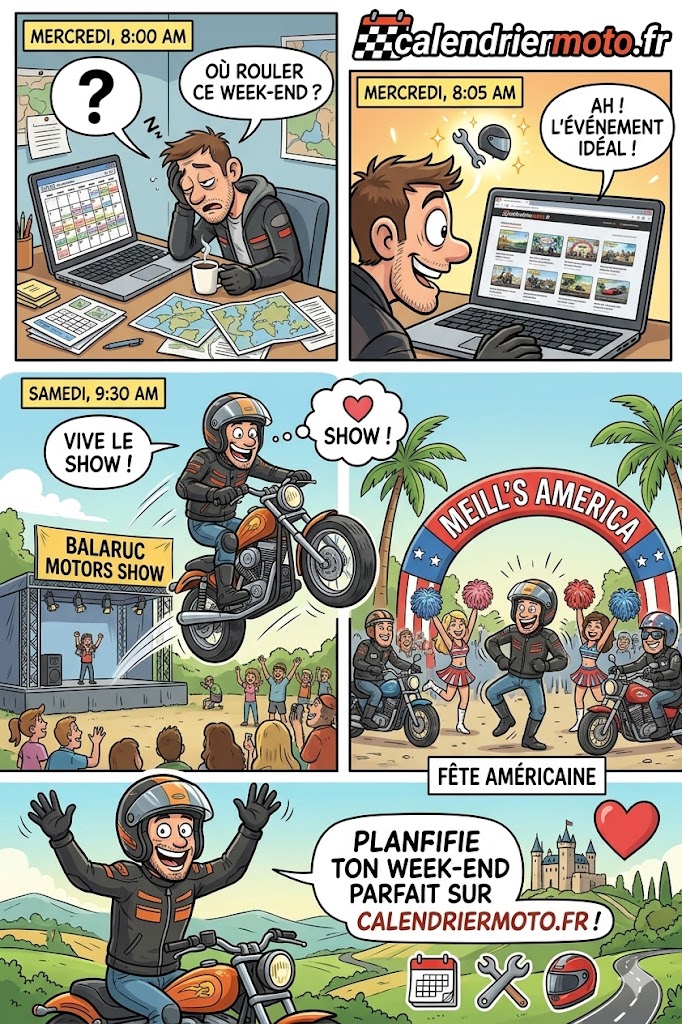 En panne d’idées pour votre week-end à moto ? Trouvez votre prochaine virée sur CalendrierMoto.fr !