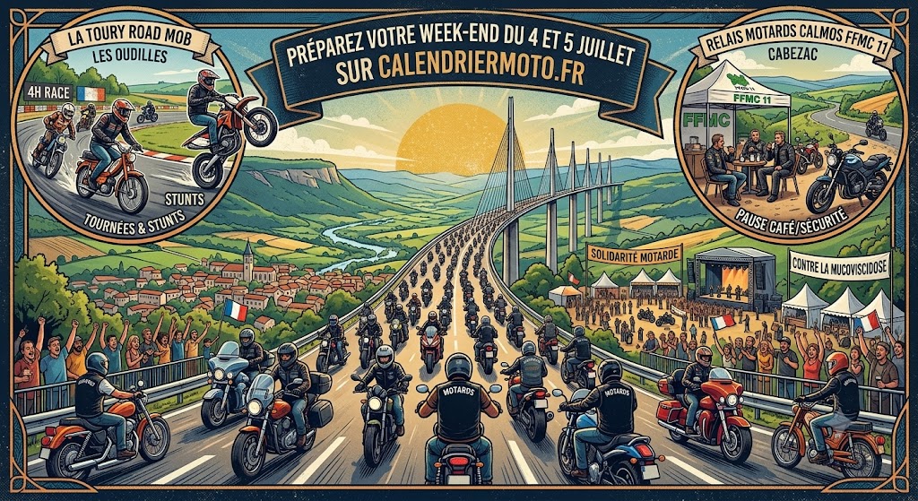 Où rouler ce week-end ? Préparez vos sorties des 4 et 5 juillet sur CalendrierMoto.fr !